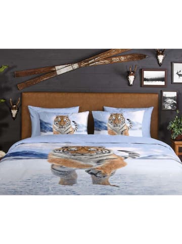 Good Morning Flanellen beddengoedset "Zelda" lichtblauw/lichtbruin