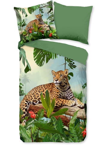 Good Morning Renforcé beddengoedset "Jungle" groen