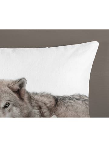 Good Morning Komplet pościeli flanelowej "Fera" w kolorze szaro-beżowym