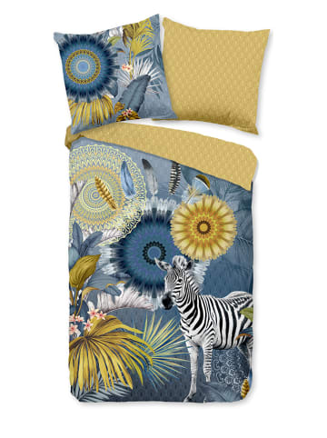 Hip Satijnen beddengoedset "Laska" geel/blauw