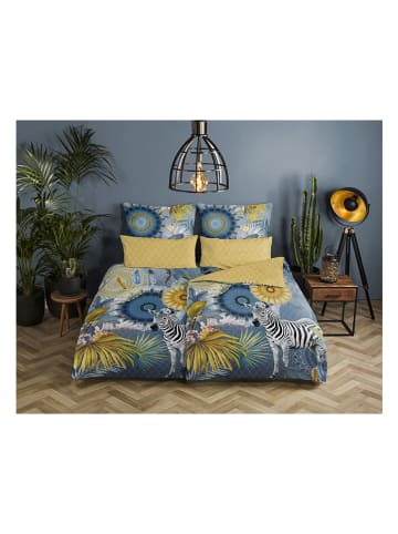 Hip Satijnen beddengoedset "Laska" geel/blauw