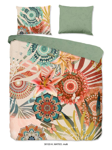 Hip Komplet pościeli satynowej "Kimora" w kolorze zielonym ze wzorem