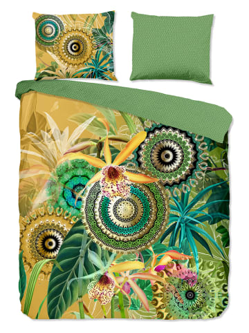 Hip Komplet pościeli satynowej "Yissa" w kolorze zielonym ze wzorem