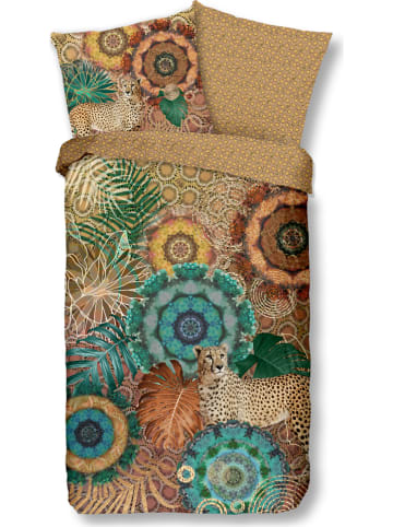 Hip Satin-Bettwäsche-Set "Zenta" in Braun/ Grün