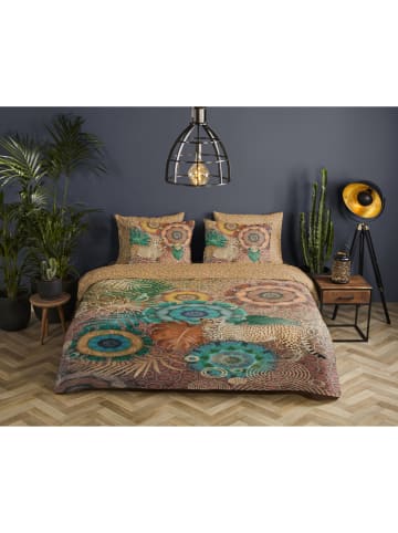 Hip Komplet pościeli satynowej w kolorze zielono-brązowym