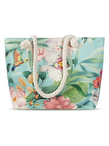 Descanso Strandtas "Fungi" lichtblauw/meerkleurig - (L)60 x (B)43 cm