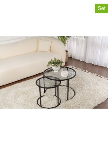 Evila 2-delige set: salontafels "Aurum" lichtgrijs/zwart