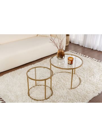 Evila 2-delige set: salontafels "Aurum" transparant/goudkleurig