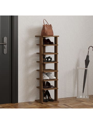 Evila Schuhregal "Ayka" in Braun - (B)29,6 x (H)110 x (T)29,6 cm