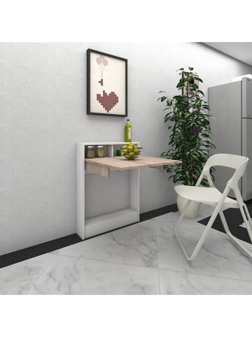 Evila Klapptisch "Bracked" in Natur/ Weiß - (B)70 x (H)90 x (T)15 cm