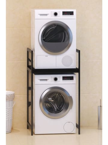 Evila Wasmachinekast zwart - (B)70 x (H)116 x (D)60 cm