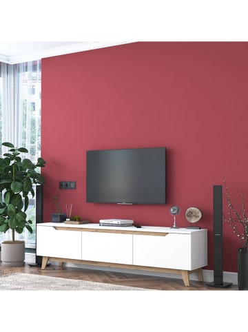 Evila Szafka RTV w kolorze białym - 180 x 48,6 x 35 cm