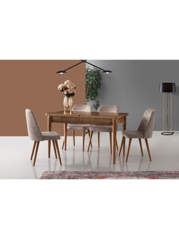 Evila 2er-Set: Esszimmerstühle in Beige - (B)50 x (H)90 x (T)49 cm