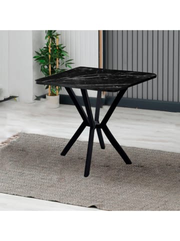 Evila Esstisch "Elma" in Schwarz  - (B)70 x (H)74 x (T)70 cm