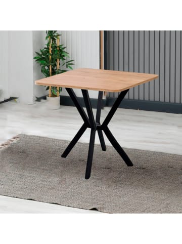 Evila Eettafel "Elma" lichtbruin/zwart - (B)70 x (H)74 x (D)70 cm