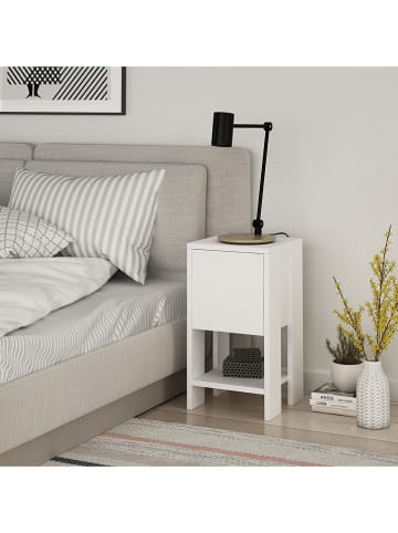 Evila Nachttisch "Ema" in Weiß - (B)30 x (H)55 x (T)30 cm