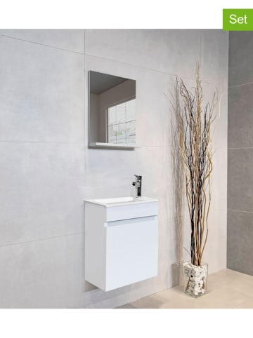 Evila 2tlg. Set: Badschrank "Fit" in Weiß - (B)45 x (H)53 x (T)25 cm