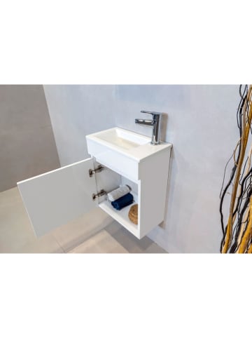 Evila 2tlg. Set: Badschrank "Fit" in Weiß - (B)45 x (H)53 x (T)25 cm