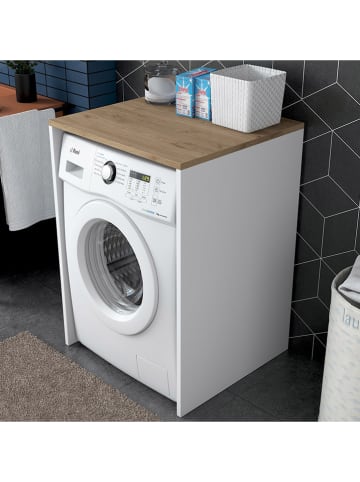 Evila Wasmachinemeubel naturel/wit - (B)65 x (H)91,8 x (D)60 cm