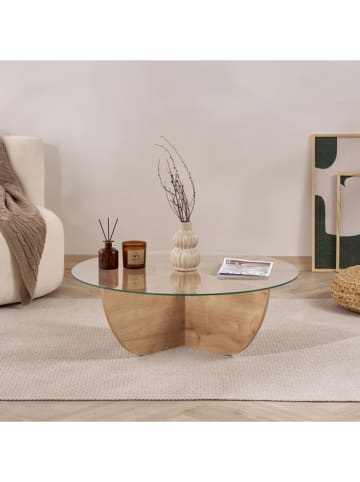 Evila Couchtisch "Liya" in Hellbraun - (B)90 x (H)30 x (T)90 cm