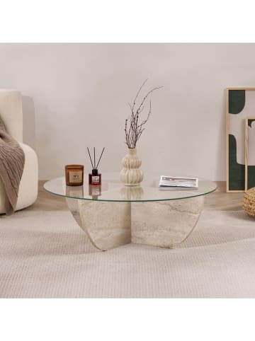 Evila Ława "Liya" w kolorze beżowym - 90 x 30 x 90 cm