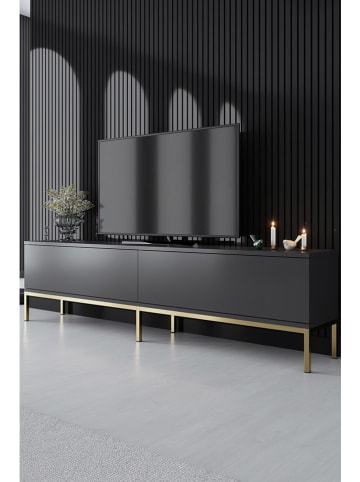 Evila TV-meubel "Lord" antraciet/goudkleurig - (B)180 x (H)47 x (D)30 cm