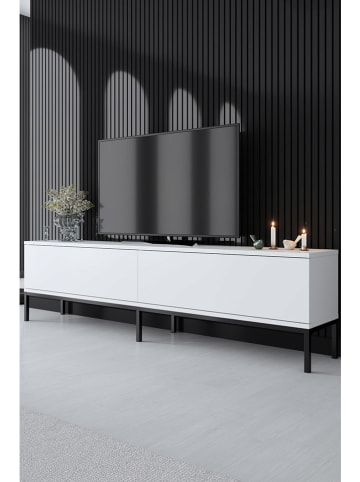 Evila TV-Regal "Lord" in Weiß/ Schwarz - (B)180 x (H)47 x (T)30 cm