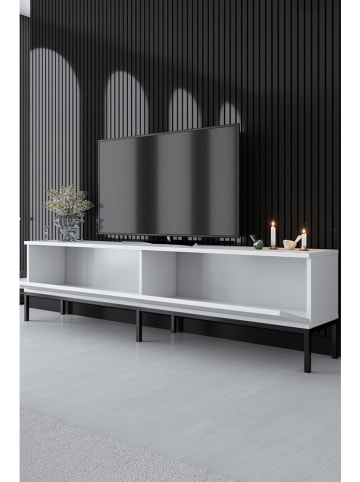 Evila TV-meubel "Lord" wit/zwart - (B)180 x (H)47 x (D)30 cm