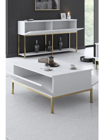 Evila Couchtisch "Lord" in Weiß/ Gold - (B)90 x (H)40 x (T)60 cm
