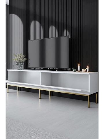Evila TV-meubel "Lord" wit/goudkleurig - (B)180 x (H)47 x (D)30 cm