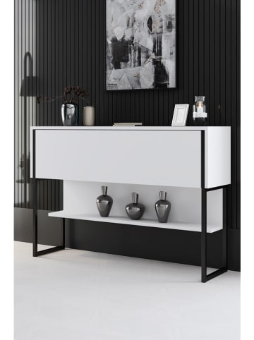 Evila Sideboard "Luxe" in Weiß/ Schwarz - (B)120 x (H)80 x (T)30 cm