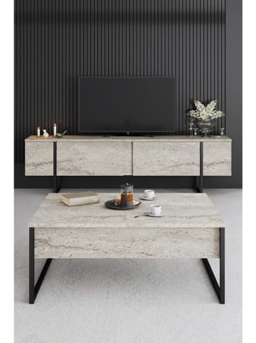 Evila TV-meubel "Luxe" beige/zwart - (B)180 x (H)50 x (D)30 cm