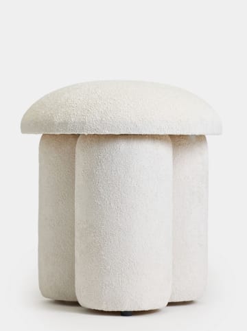 Evila Pouf "Magnus" in Weiß - (H)48 x Ø 45 cm