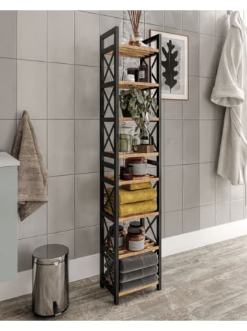 Evila Standregal in Beige/ Schwarz - (B)23 x (H)128 x (T)18 cm