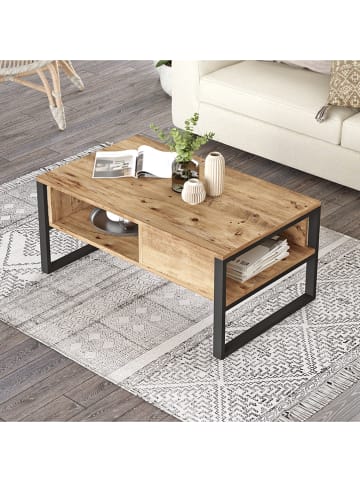 Evila Salontafel lichtbruin/zwart - (B)100 x (H)44,4 x (D)59,7 cm