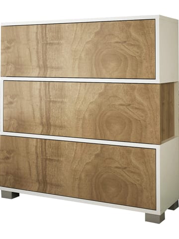 Evila Schuhschrank "Napolyon" in Weiß/ Walnuss - (B)90 x (H)93 x (T)30 cm