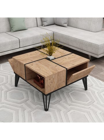 Evila Salontafel lichtbruin/zwart - (B)71,8 x (H)43,8 x (D)71,8 cm