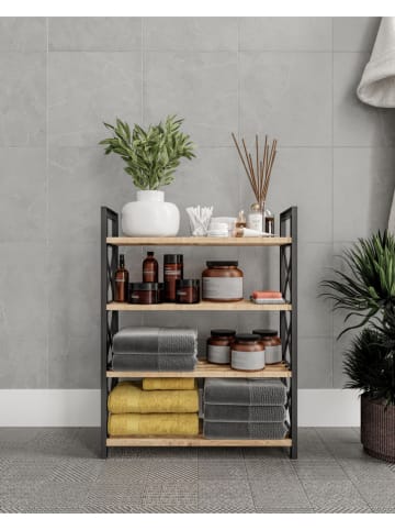 Evila Standregal in Beige/ Schwarz - (B)46 x (H)64 x (T)18 cm