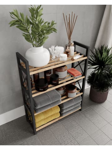 Evila Staande kast beige/zwart - (B)46 x (H)64 x (D)18 cm