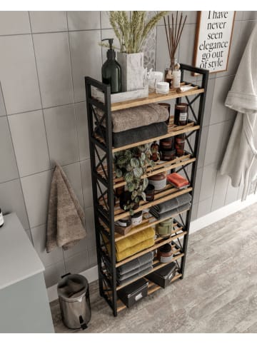 Evila Regał stojący w kolorze czarno-jasnobrązowym - 46 x 128 x 18 cm