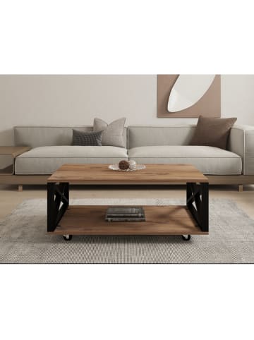 Evila Couchtisch in Hellbraun/ Schwarz - (B)98 x (H)33,6 x (T)60 cm