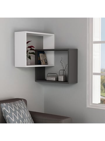 Scandinavia Concept Hoekkast"Ring" antraciet/wit - (B)60 x (H)68 x (D)68 cm