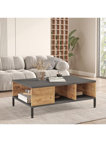 Evila Salontafel grijs/lichtbruin - (B)90 x (H)33 x (D)60 cm