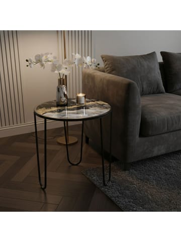 Evila Salontafol wit/zwart/goudkleurig - (H)55 x Ø 53 cm