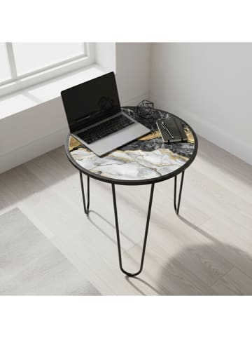 Evila Salontafol wit/zwart/goudkleurig - (H)55 x Ø 53 cm