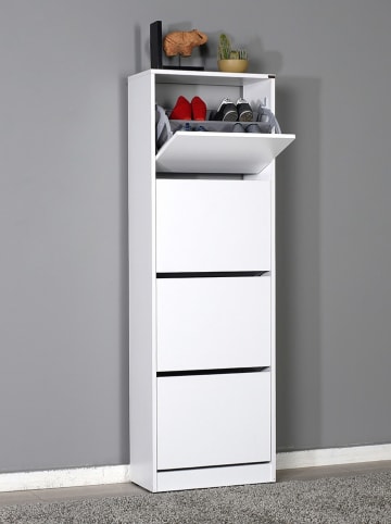 Evila Schoenenkast wit - (B)51 x (H)157 x (D)26 cm