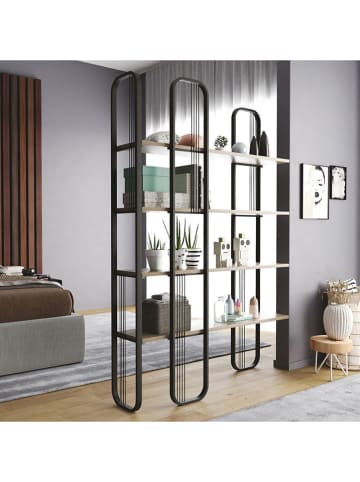 Evila Boekenkast "Sierra" zwart - (B)124 x (H)182 x (D)26 cm