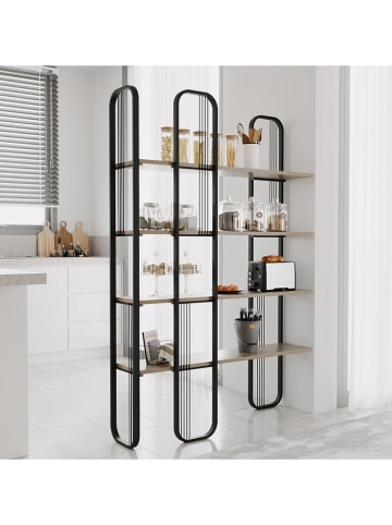 Evila Bücherregal "Sierra" in Schwarz - (B)124 x (H)182 x (T)26 cm