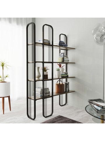 Evila Bücherregal "Sierra" in Schwarz - (B)124 x (H)182 x (T)26 cm