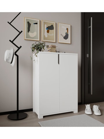 Evila Schuhschrank in Weiß - (B)60 cm - (H)97 cm - (T)34 cm